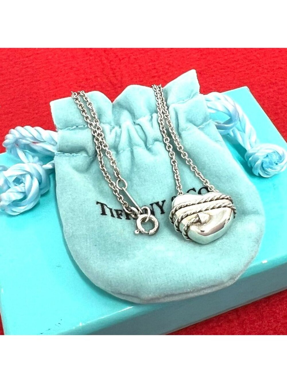 Tiffany & Co Box Vintage Heart & Arrow Necklace 925 Sterling Silver Pendant